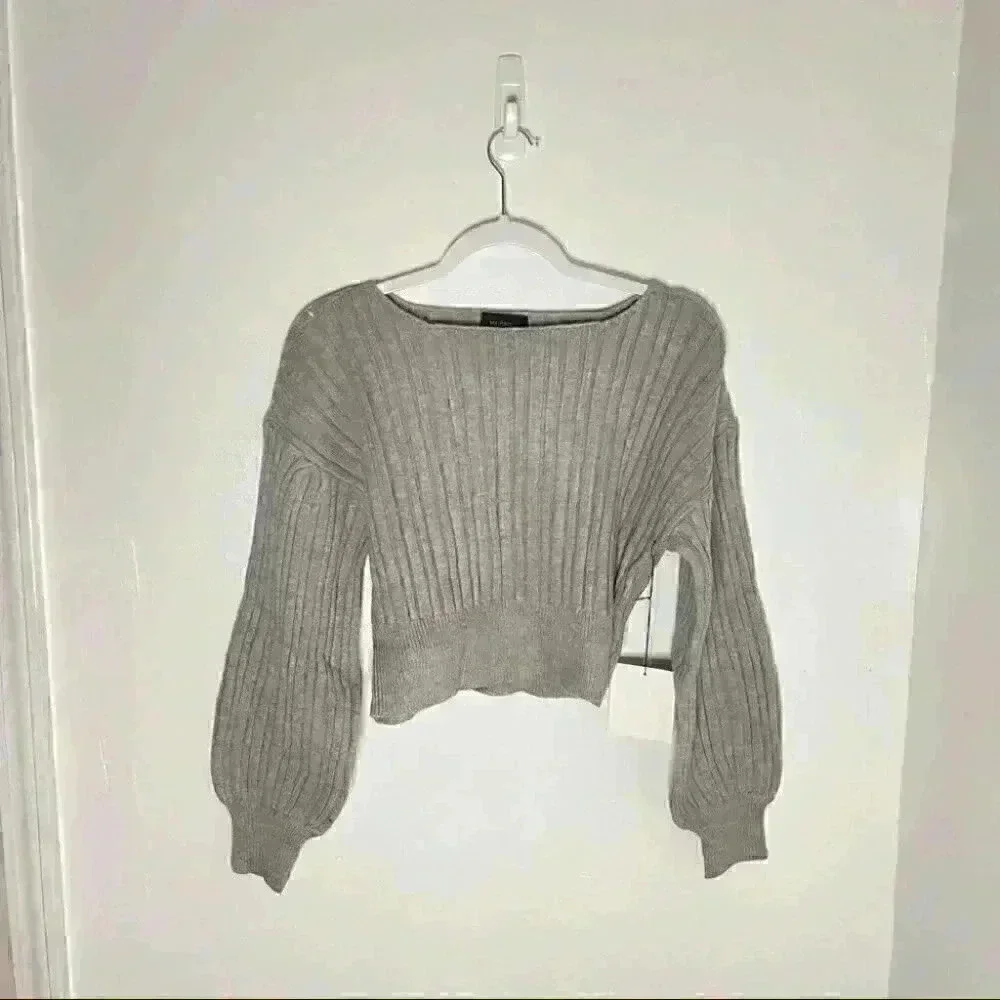 NWT Majorelle Saralyn Cropped Light Gray Sweater